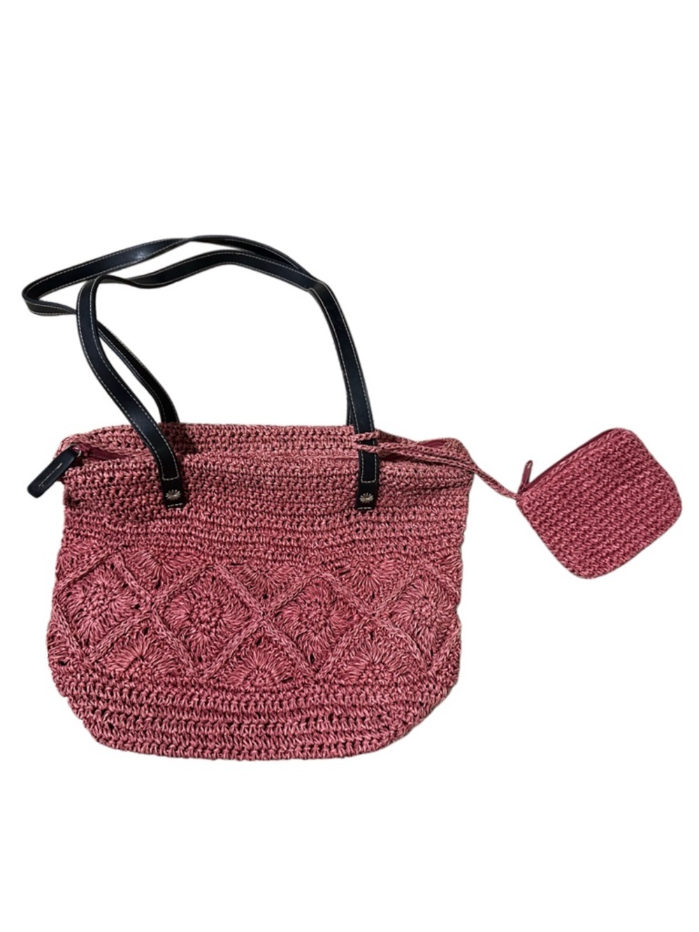 St. John's Bay Rose Pink Woven Shoulder Tote with Coin Pouch